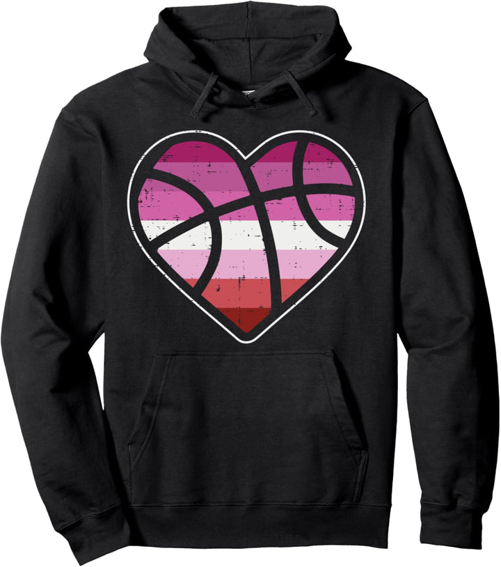 Basketball Heart Sport LGBT Lesbian Flag Gay Pride Ally Pullover Hoodie