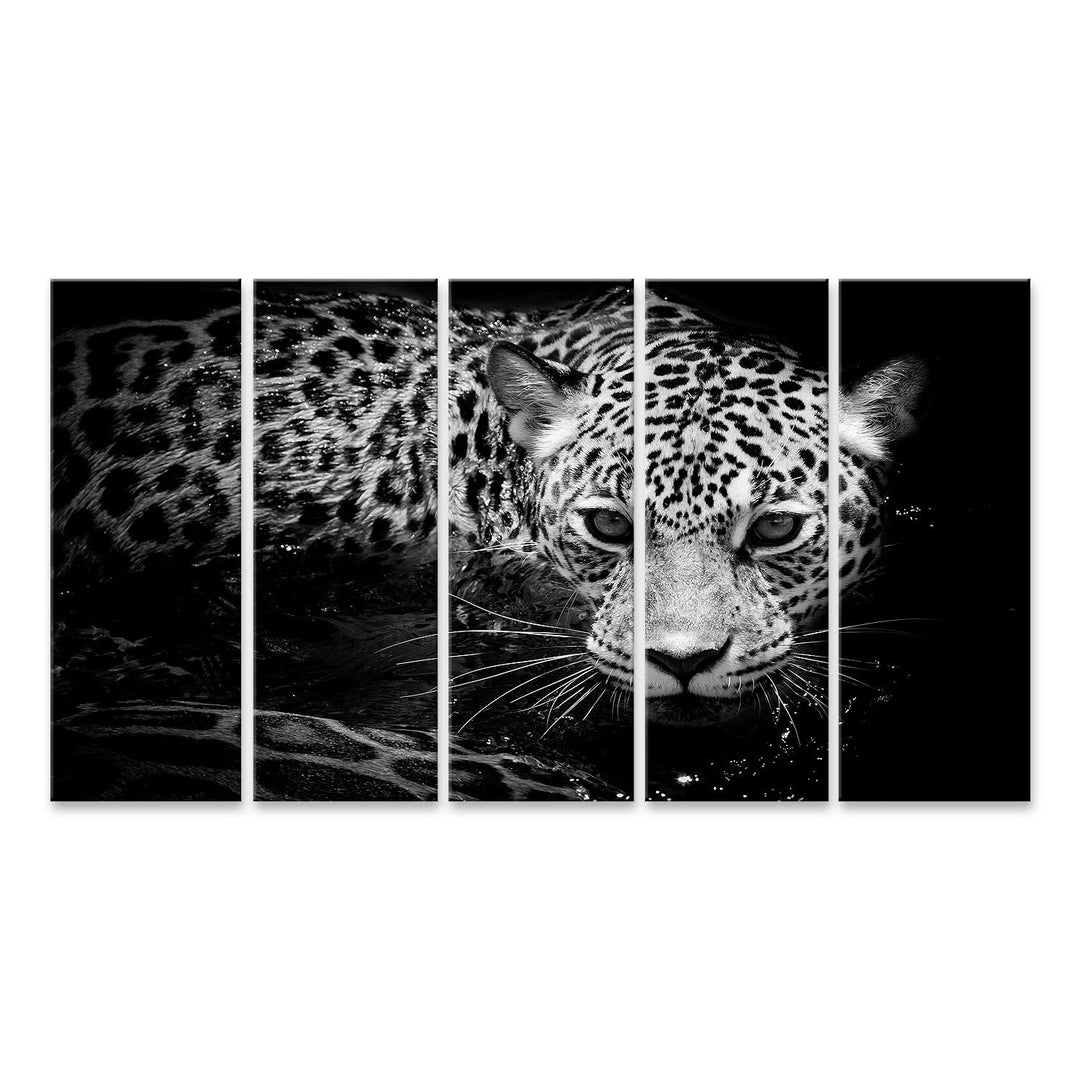 islandburner Bild auf Leinwand Jaguar Portrait Schwarz-Weiss Bilder Wandbilder Poster Leinwand 160x8
