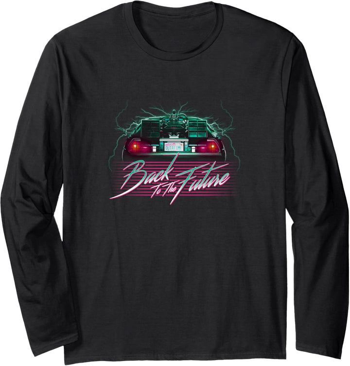 Back To The Future Delorean Retro Pink Stripe Langarmshirt