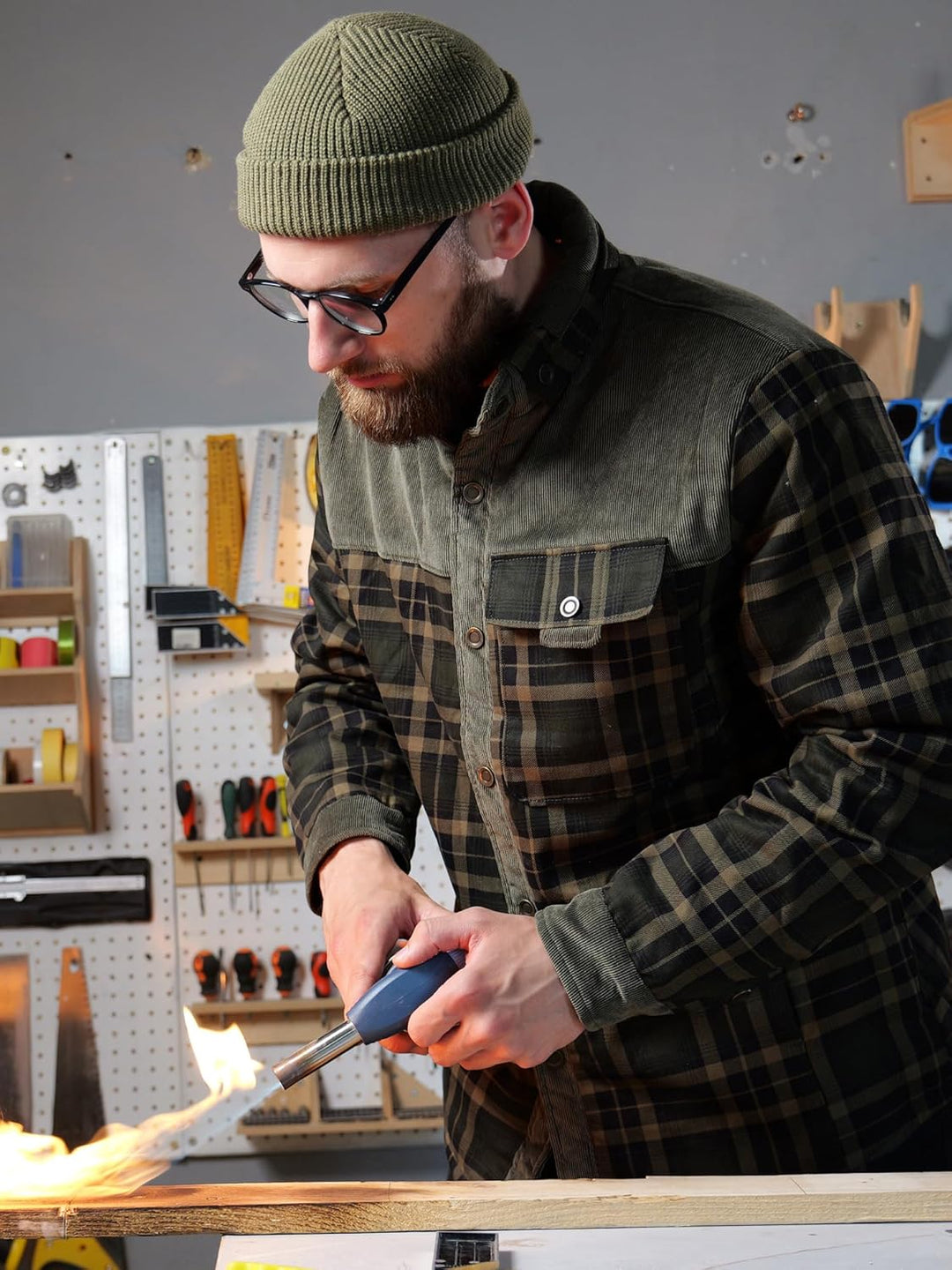 Mr.Stream Herren Thermohemd Flanellhemd Winterjacke Fleecefutter schützendem Innenfutter Holzfällerh