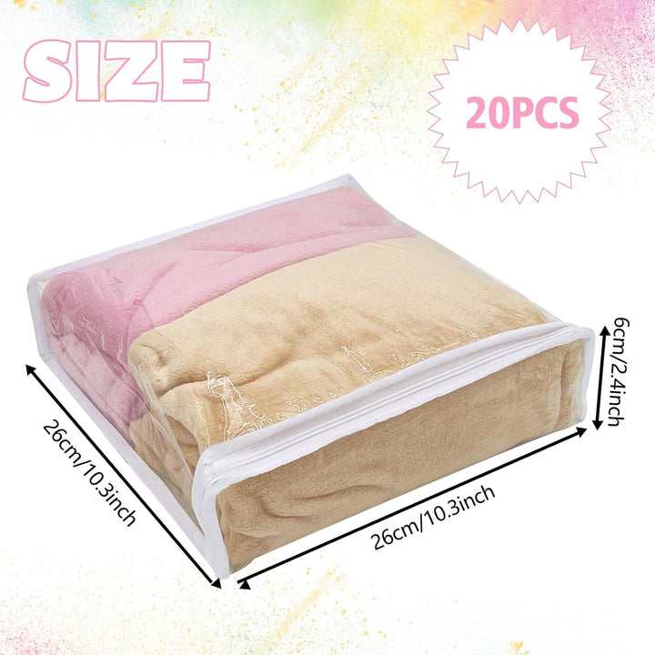 Rainmae 20 Pack Durchsichtige Kleidung Aufbewahrungstasche,26 x 26 x 6 cm,Vinyl Faltbare Tragbare Sc