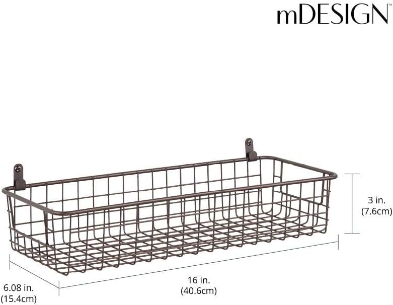 mDesign 2er-Set Wandregal aus Metall – kleiner Ablagekorb für Flur, Schlafzimmer und andere Räume –