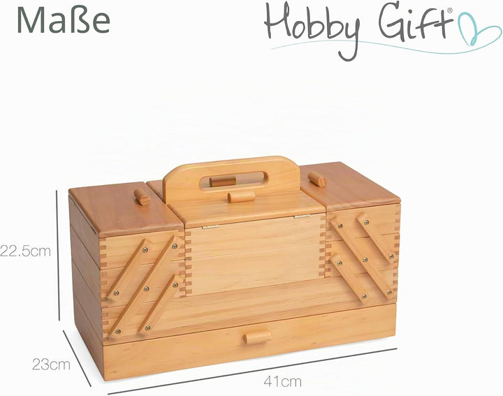 Hobby Gift Etagen-Aufbewahrungsbox aus Holz zum Nähen, Basteln und Hobby, 4 Etagen mit Schublade, 4