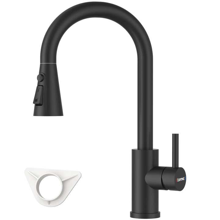 DAYONE Wasserhahn Küche Matt Schwarz, Hochdruck Küchenarmatur mit Brause Ausziehbar, Mischbatterie K