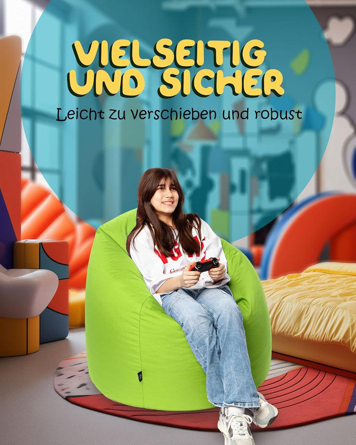 PATCH HOME Patchhome Sitzsack Tropfenform mit Reissverschluss Nachfüllbar - für In &amp; Outdoor - mit S