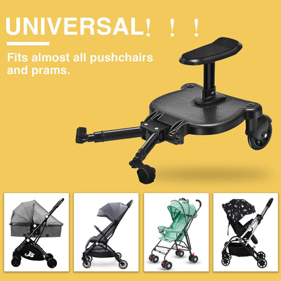 Buggy Board für alle Kinderwagen, Vihir Kiddy Board mit Sitz, Trittbrett Mitfahrbrett Universal pass