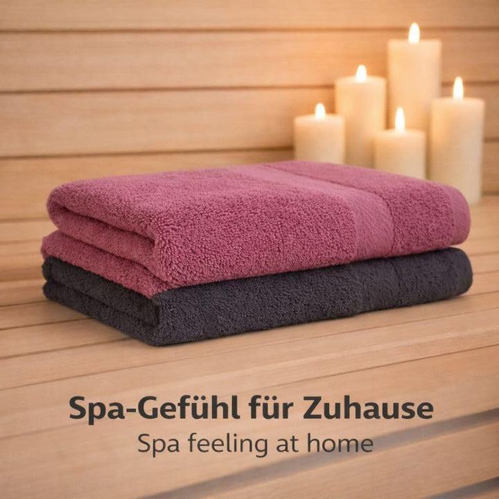 Betz 6 Stück Handtücher Handtuch Premium 100% Baumwolle Grösse 50 cm x 100 cm Beere/Graphit