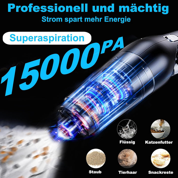 Handstaubsauger Akku, Handstaubsauger Auto Mini Staubsauger 15000Pa Beutellos Testsieger, Akku Hands