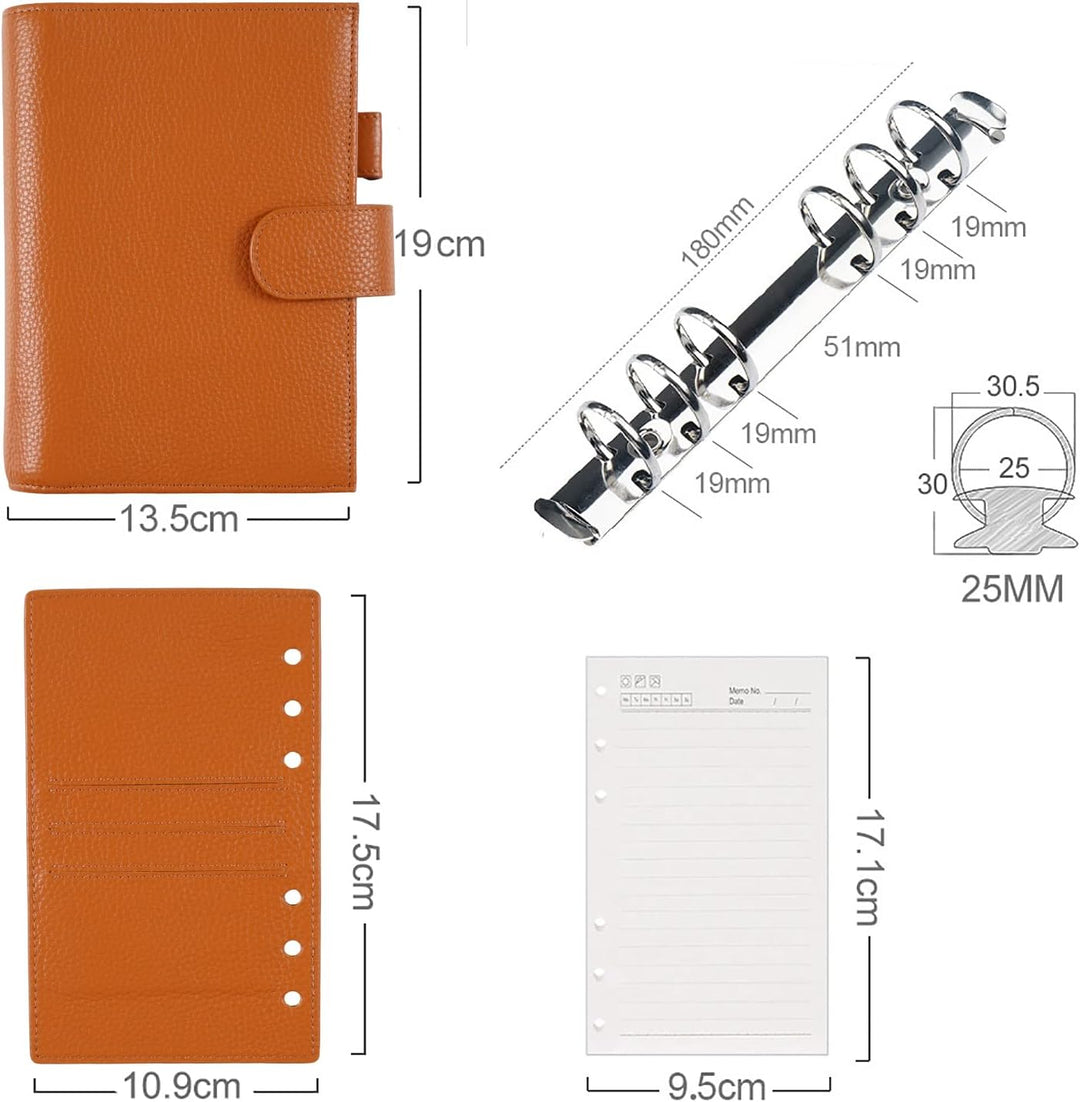 Moterm Personal Regular Ringe Planer - Echtes Leder Binder Organizer (25mm Ring, Kiesel-Gebranntes o