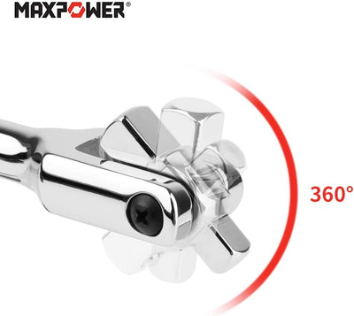 MAXPOWER 2 in 1 Gelenkgriff Drehgriff mit 1/2" und 3/8" Antriebskopf, 600mm/24 Schiebegriff mit Gele
