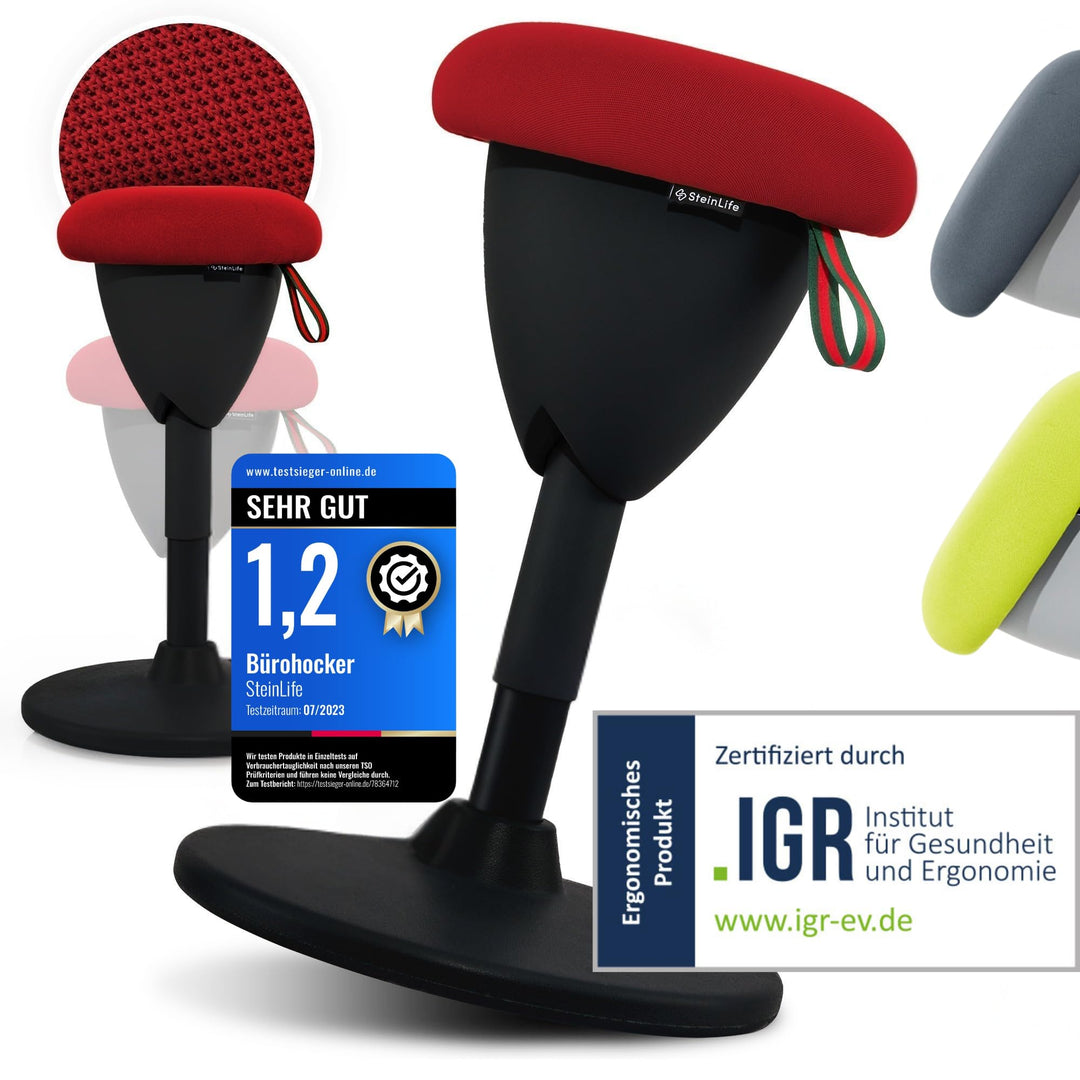 SteinLife Cone [Black Edition] - Sitzhocker ergonomisch mit Schwingeffekt - [Höhenverstellbar] - Bür