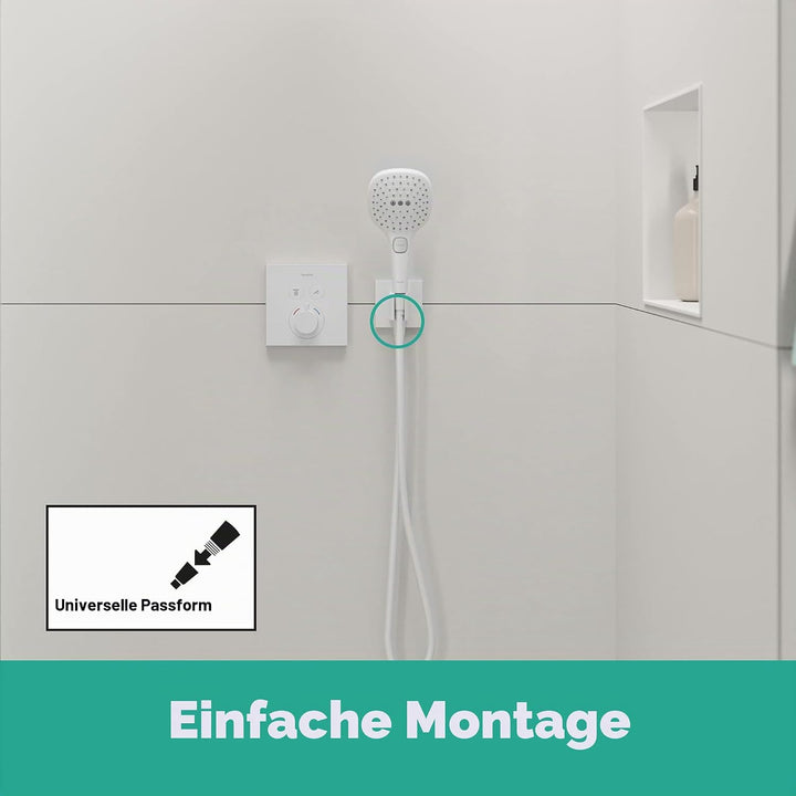 hansgrohe Wandanschluss mit Duschkopfhalterung FixFit E, Mattweiss, Mattweiss
