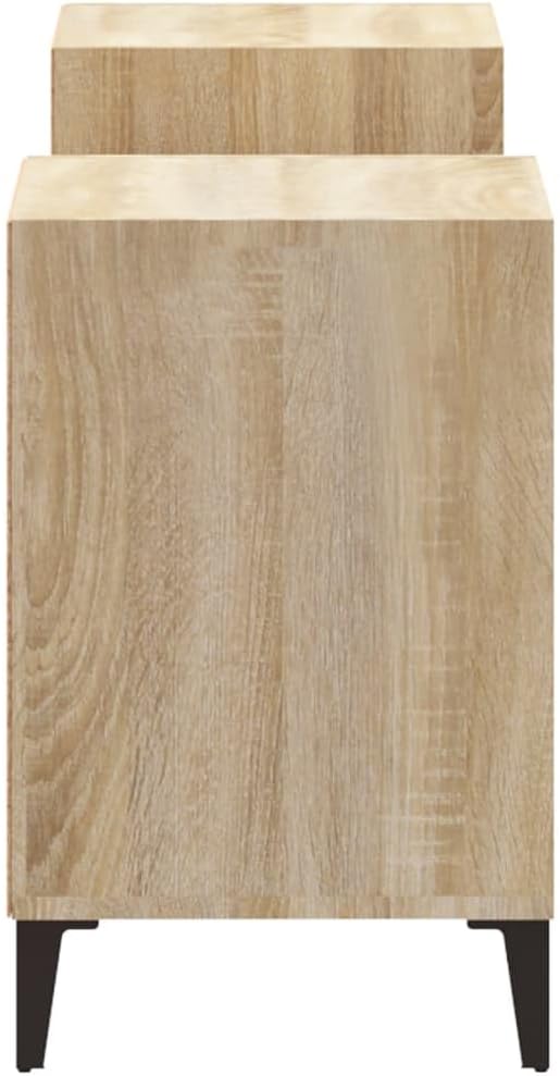 TV-Schrank Sonoma-Eiche 160 x 35 x 55 cm aus mehrschichtigem Holz und Metall – Regal unter TV mit Tü