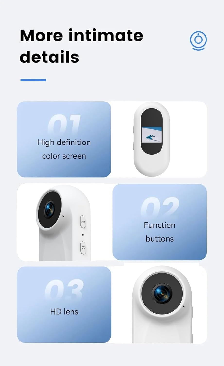 1080P Mini Action Kamera mit 64GB TF Karte, Tragbare Bodycam mit Audio & Video, Wearable Körperkamer