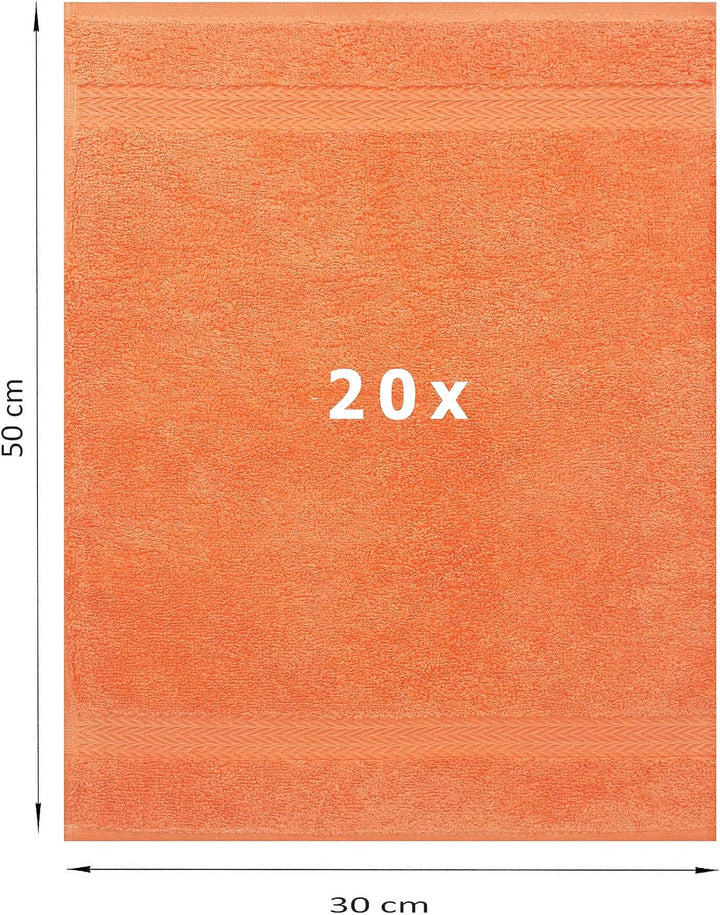 Betz 20 Stück Gästehandtücher Premium 100% Baumwolle Gästetuch-Set 30x50 cm Farbe orange, Orange