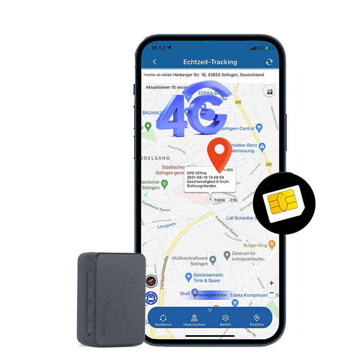 Mini GPS Tracker 4G GPS Ortung Echtzeit Tracking GPS Geräte für Auto, Fahrrad, Senioren, Kinder, Mot