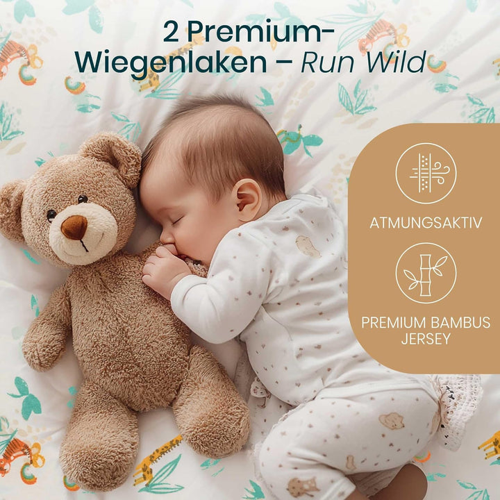 Tutti Bambini Spannbettlaken Beistellbett (2er-Pack) - Atmungsaktiver Bambus-Jersey - Spannbetttuch