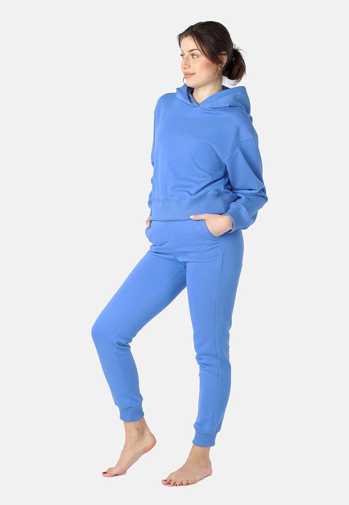 Bellivalini Sportanzug Damen Jogginganzug aus Baumwolle Zweiteiler Lange Ärmel BLV222 XS Blau, XS Bl