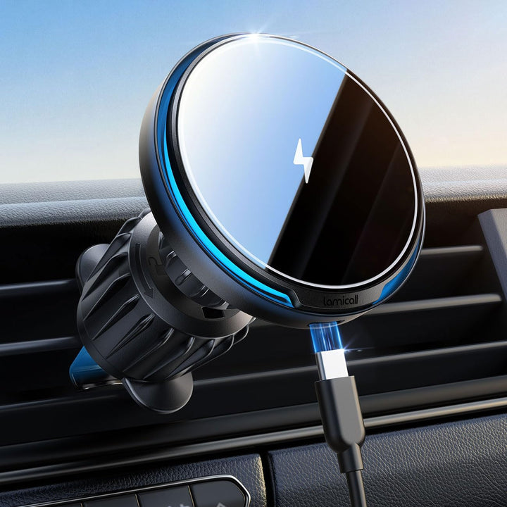Lamicall 15W Handyhalterung Auto für Magsafe Autohalterung mit Ladefunktion - [Schnell & Sicher] Kfz