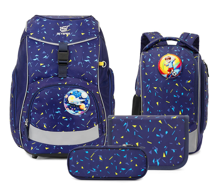 SKYSPER Schulranzen Set 5-teilig für Jungen Mädchen 1. Klasse Grundschule Schulrucksack Sporttasche