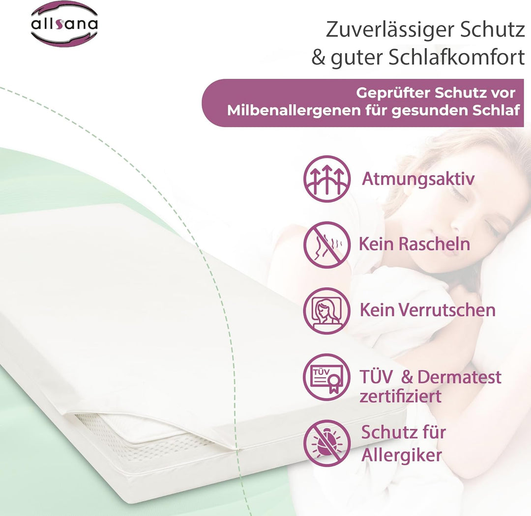 Allsana Allergiker Matratzenbezug 80x200x20 cm | Allergie Bettwäsche | Anti Milben Encasing | Milben