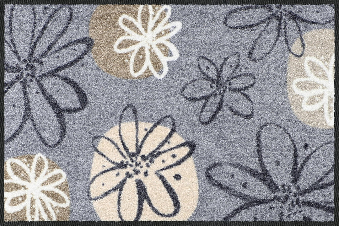 Erwin Müller Fussmatte Koblenz, Schmutzfangmatte, Fussabtreter rutschhemmend, Blumenmotiv grau/braun