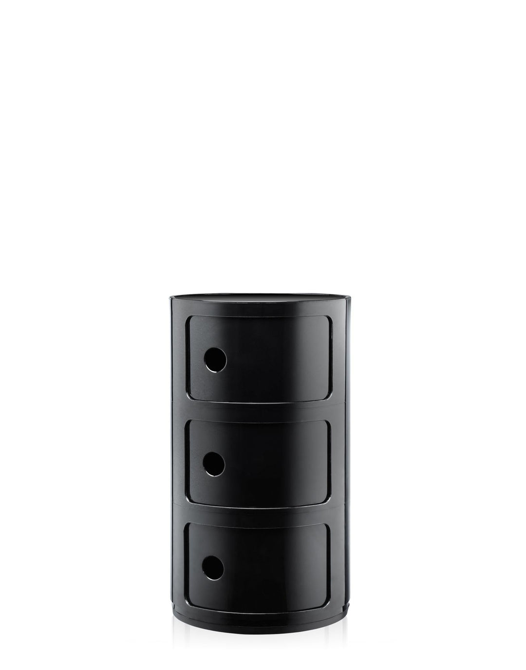 Kartell Componibili, 3 Elements, Schwarz, Runde Basis 3-fächer Schwarz, 3-fächer Schwarz