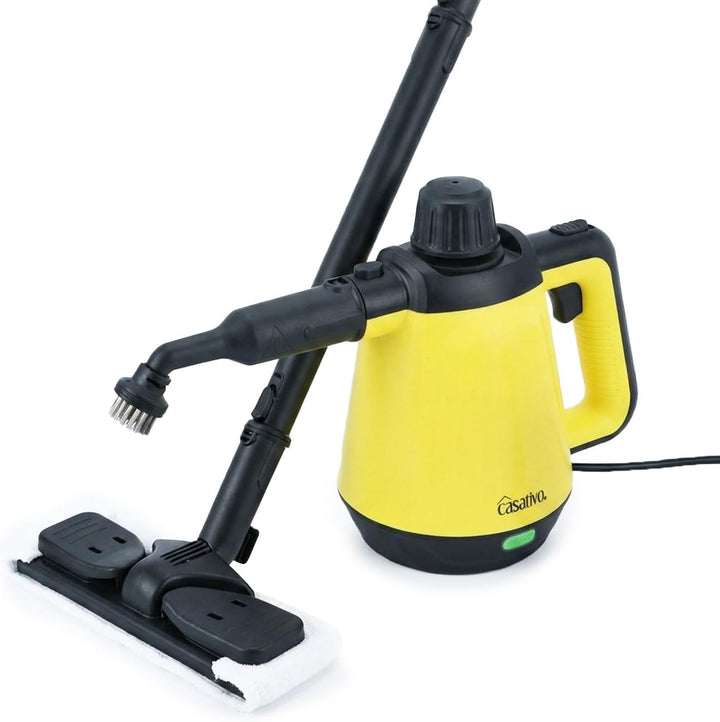 Premium Dampfreiniger, mobil, 3,5 bar Druck, 16 Zubehörteile-Aufsätze, kraftvolle 1.200W, gegen Fett