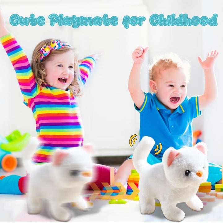 KatzenSpielzeug Kinder, Läuft und Bellt, Kuscheltier Elektrischer Hundekäfig ab 2-5 Jahre Geschenkid