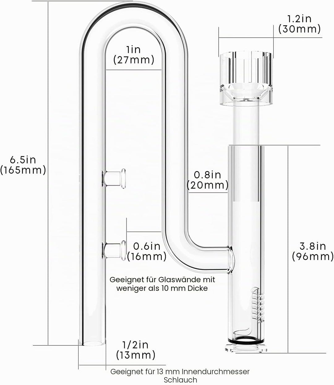 FZONE 13mm Aquarium Glass Mini Skimmer Lily Inflow and Drain Kits for Mini Nano Tanks Filter Tubes f