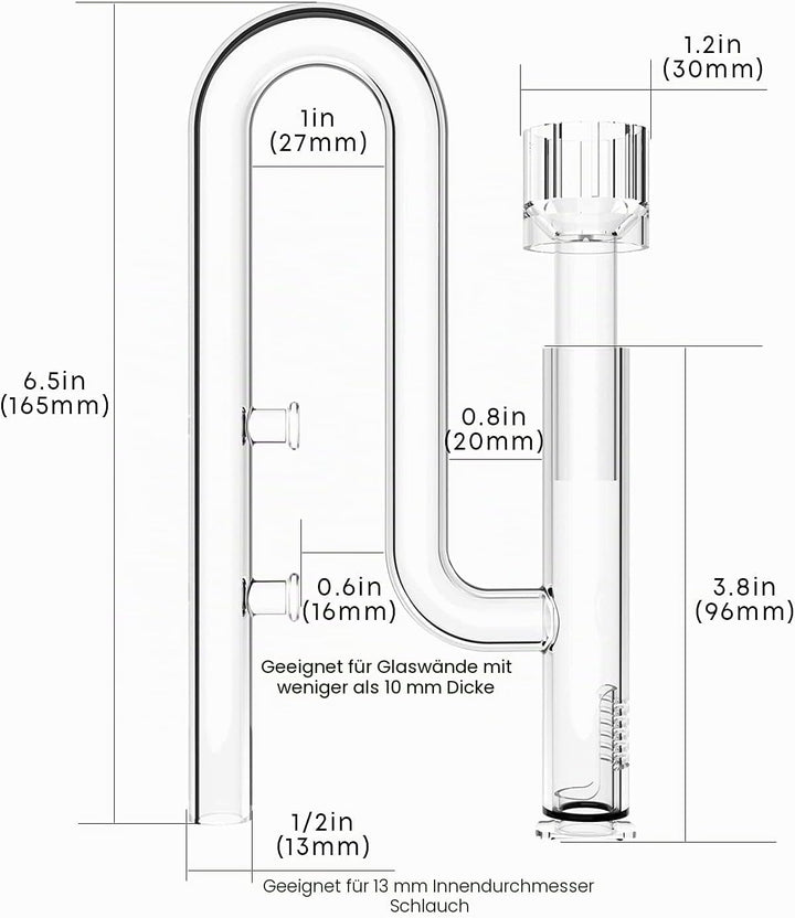 FZONE 13mm Aquarium Glass Mini Skimmer Lily Inflow and Drain Kits for Mini Nano Tanks Filter Tubes f