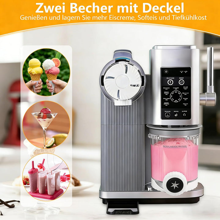 2 Stück Behältern für Ninja Swirl Creami Behälter, 480 ml Eisbehälter Becher mit Deckel Zubehör für