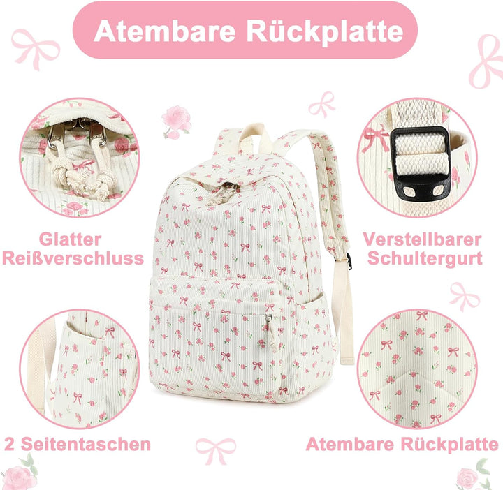 LEDAOU Rucksack für Teenager Mädchen Schulrucksack grosse Büchertaschen Grundschule High School Cord