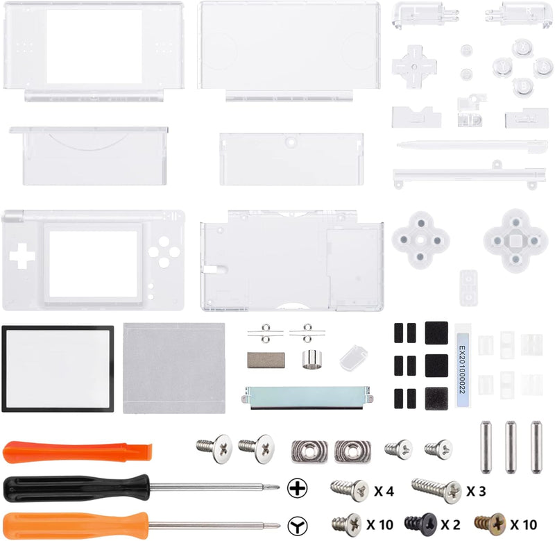 eXtremeRate Ersatz Gehäuse Case für Nintendo DS Lite NDSL, Voll Hülle&Knöpfen&Screen Protector Shell