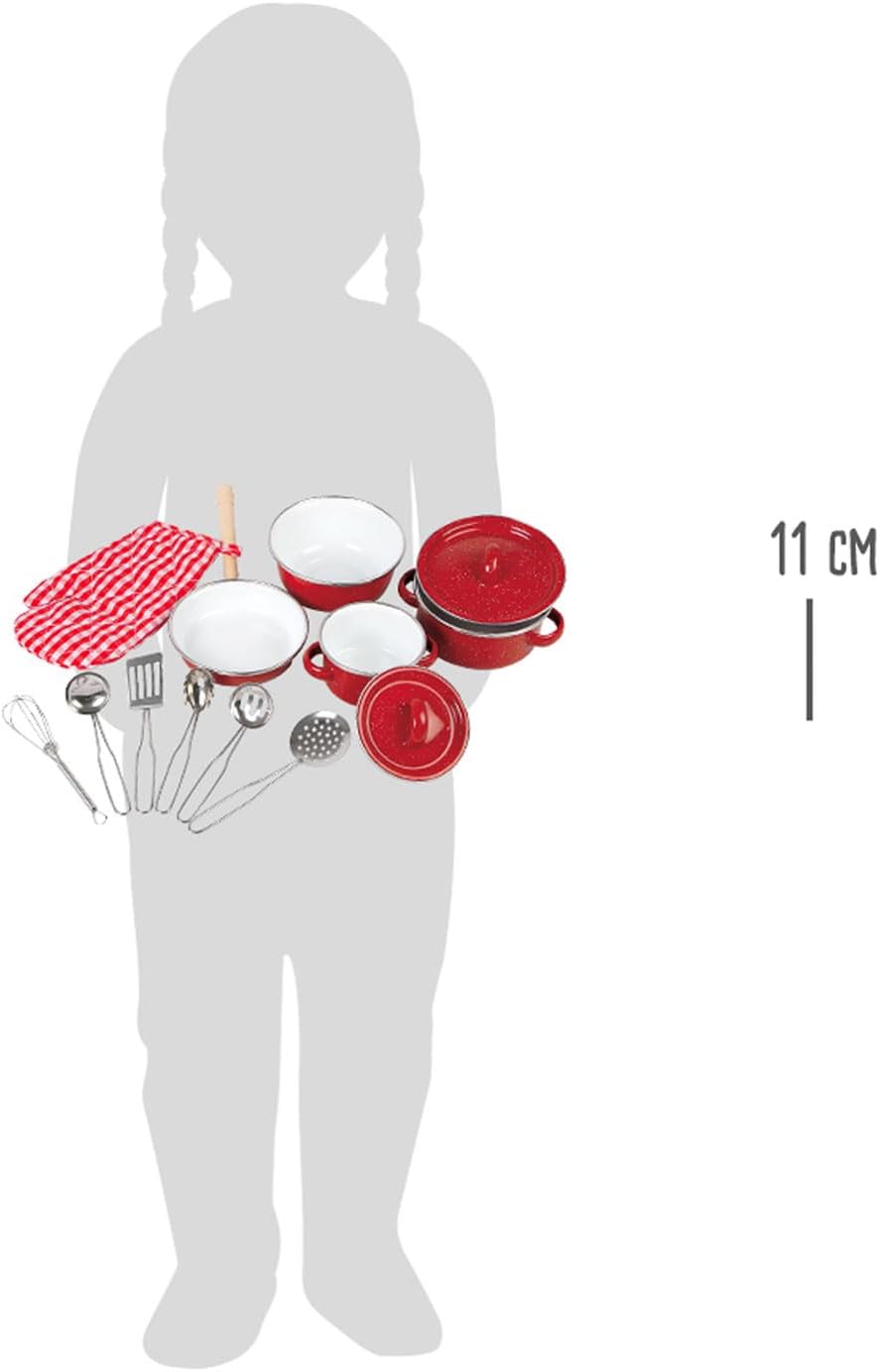 Small Foot Kochgeschirr für Kinder, Zubehör für Spielküche, 13-TLG. Set mit Topfhandschuh und Küchen