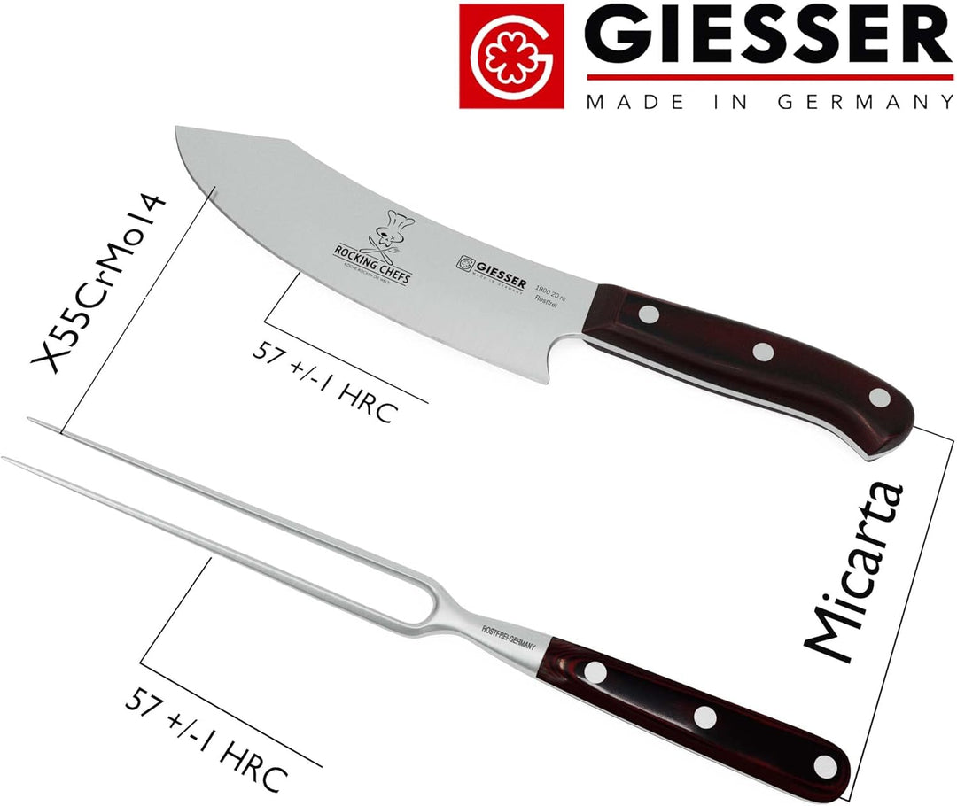 GIESSER seit 1776 - Made in Germany - PremiumCut, Rocking Chef, Tranchier Set 2 teilig, Kochmesser 2
