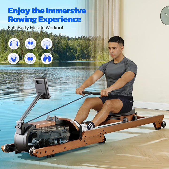 Dripex Faltbares Wasser-Rudergerät für Zuhause aus Massivholz| mit LCD-Display & Bluetooth App | Erg