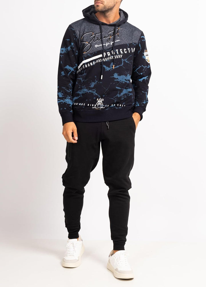 Subliminal Mode Herren-Kapuzen-Sweatshirt, langärmlig, zweifarbig, mit Tasche, lässiger Stil, Basic,