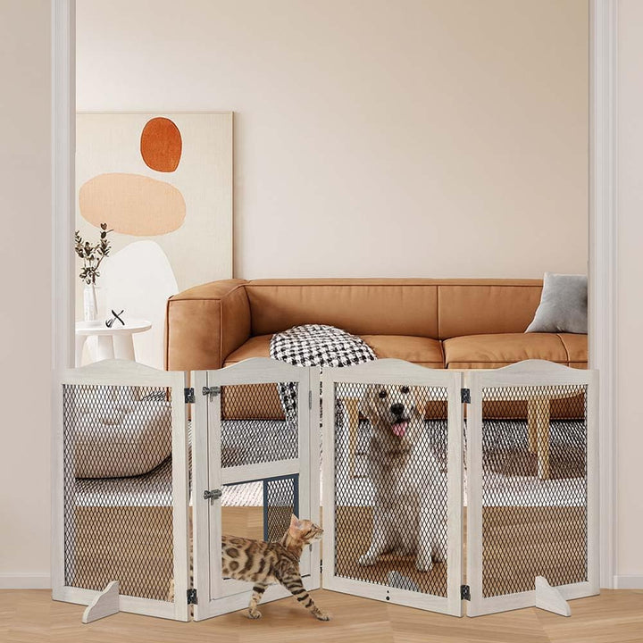 unipaws Freistehendes Haustiergitter mit Katzentür, Hundegitter & Katzengitter für Türen und Treppen