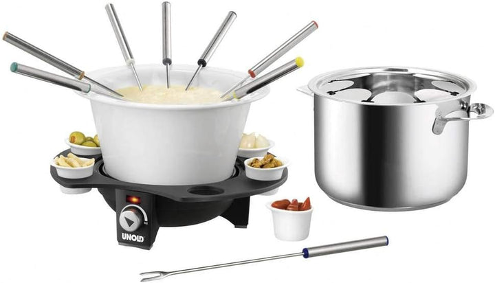 UNOLD Fondue-Elegance, Fondue-Set, Wechseltopf (Edelstahl/Keramik), Zubehör, für 8 Personen, 48645