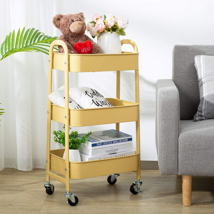 DOEWORKS Aufbewahrungswagen, 3-stöckig, aus Metall, Vielzweckwagen, Rollwagen, Trolleywagen, Aufbewa