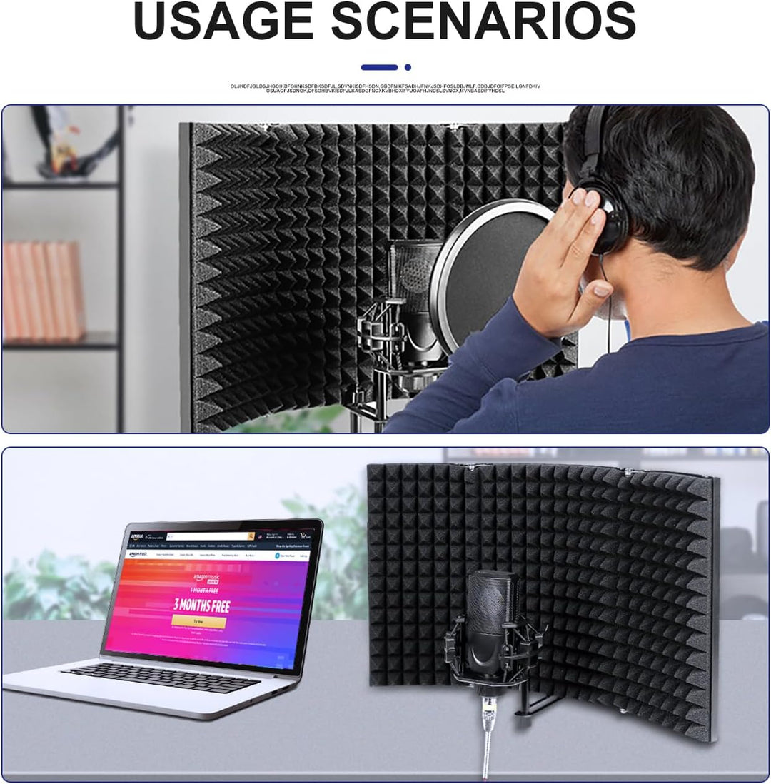 Depusheng Mikrofon Isolation Schallschutz 3 Panel Pop Filter Schallabsorbierend Mikrofonisolationssc