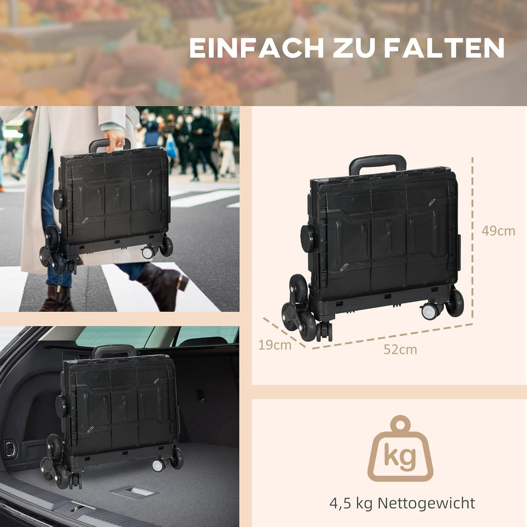 HOMCOM Einkaufstrolley klappbar Treppensteiger mit Rollen Deckel Teleskopgriff Einkaufswagen Trolley