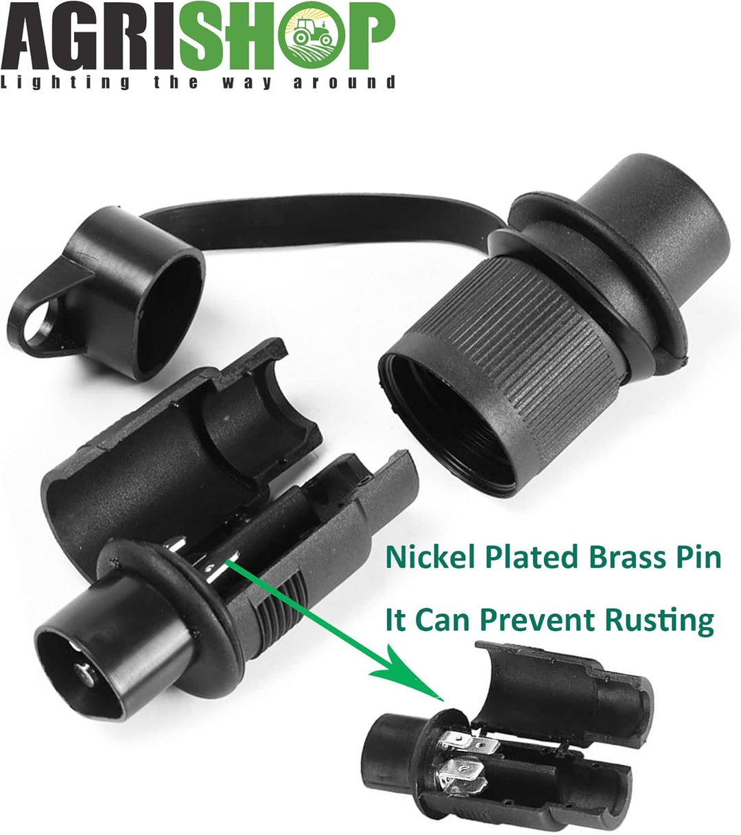 2Stück Anhänger Stecker 3polig 12v 24v und 2Stück Steckdose 3-Polig,Wasserfester Traktor Steckdose S