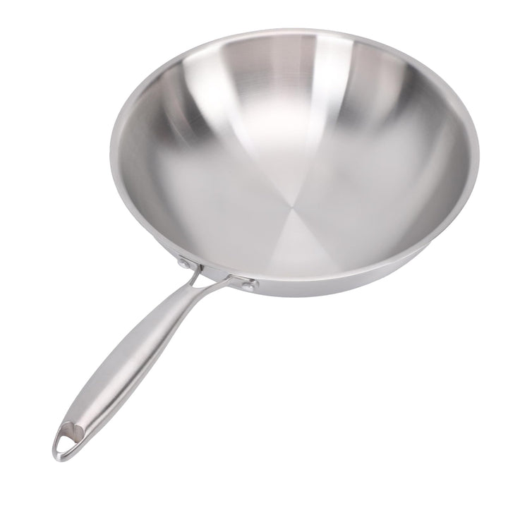 Denash Chinesische Wok -Pfanne 304 Edelstahl Nicht -Stick -Rührpfanne mit Griff, für Induktions -Ele