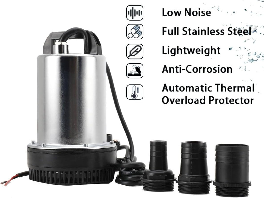 Tauchpumpe 12V Schmutzwasserpumpe Entwässerungspumpe 160W 6000L/h Förderpumpe Schmutzwasserpumpe Bru