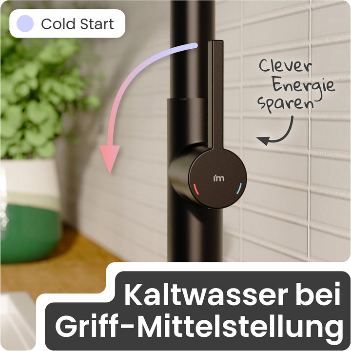 Niederdruck Küchenarmatur | Wasserhahn Küche | Mischbatterie | mit herausziehbarem Auslauf | 360° sc
