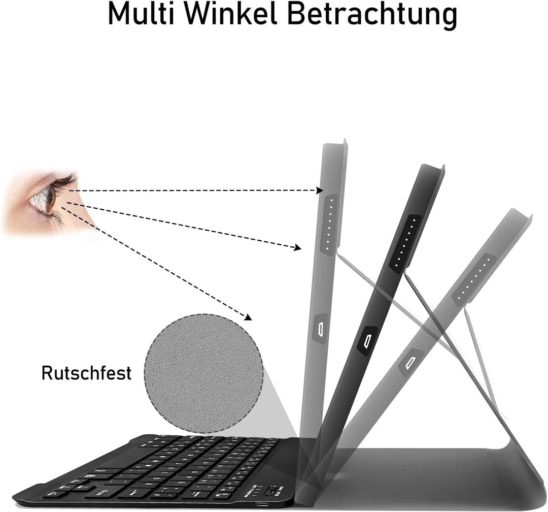 Hülle mit Tastatur für Samsung Galaxy Tab S6 Lite 2024/2022/2020, Schutzhülle mit Pencil Halter Wire