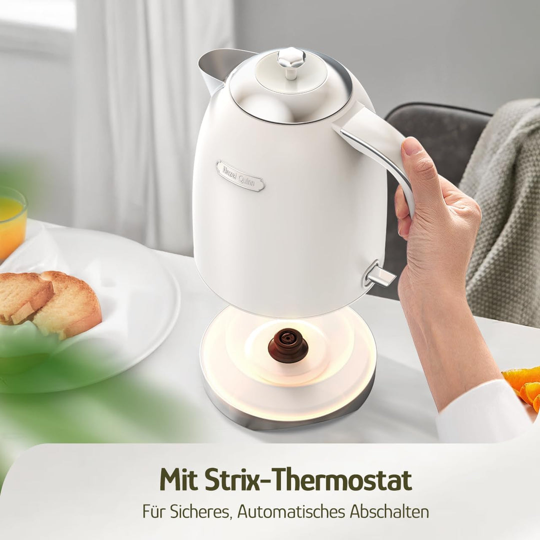 Hazel Quinn Schneller Elektrischer Wasserkocher mit 2200 Watt, 304 Edelstahl, Schnellkochfunktion, A