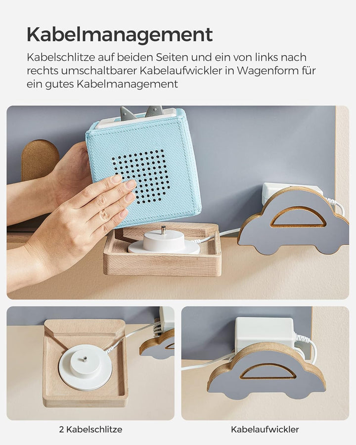 SONGMICS Regal für Toniebox, Wandregal für 35 Figuren, Kinderregal, einfache Montage, Kinderzimmer,